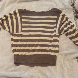LOFT Brown and Cream Striped Sweater